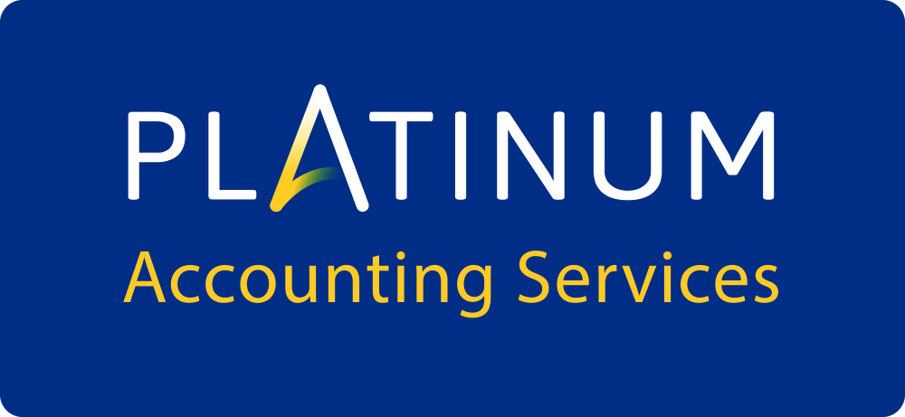 Platinum Accounting Services Logo in white and yellow text on a dark blue rectangle