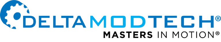 Delta Mod Tech text logo shown in a medium blue with "mod" in a light blue.